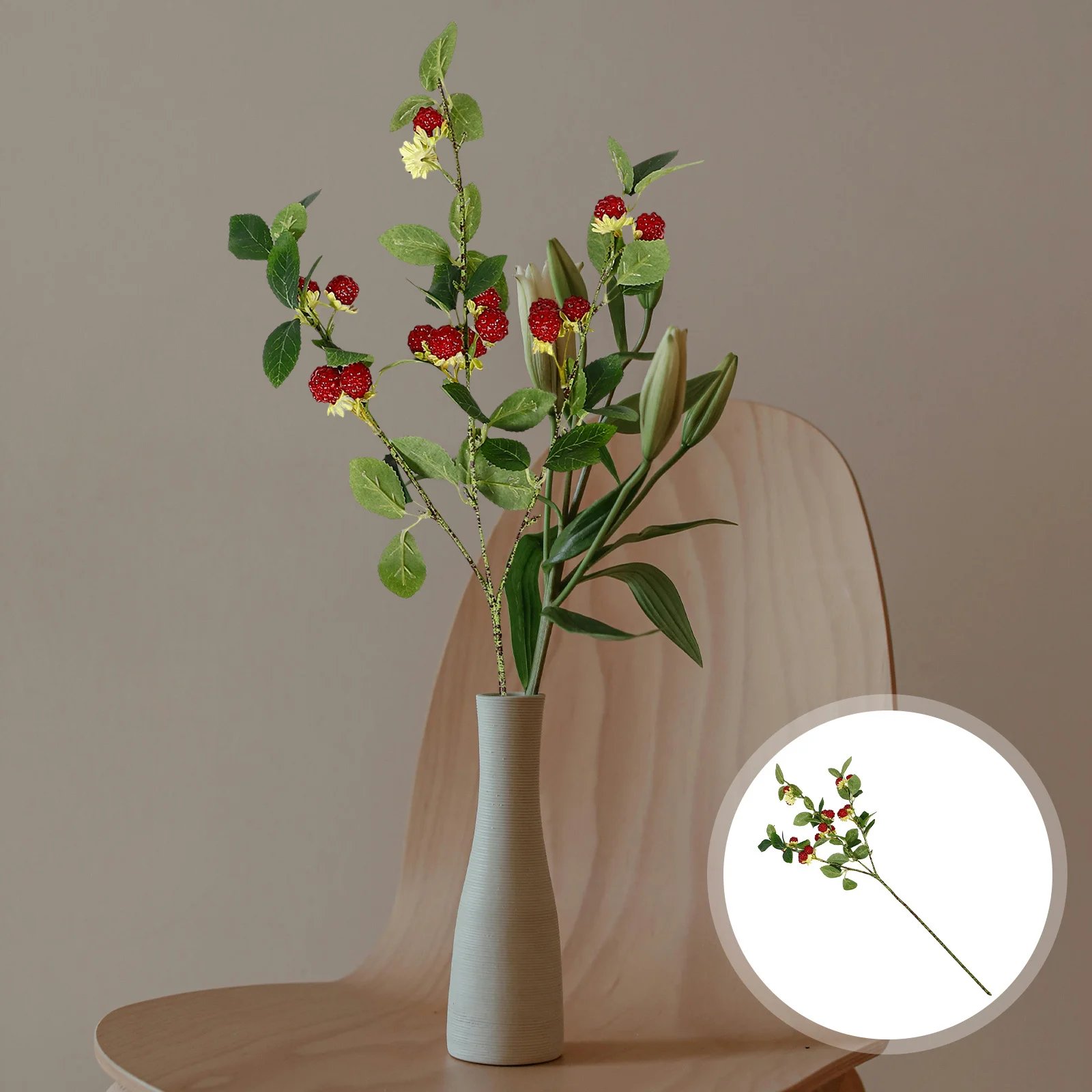 

Artificial Raspberry Branch Realistic Red Berry Stem Holiday Party Floral Arrangement Decoration Fake Berry Pick