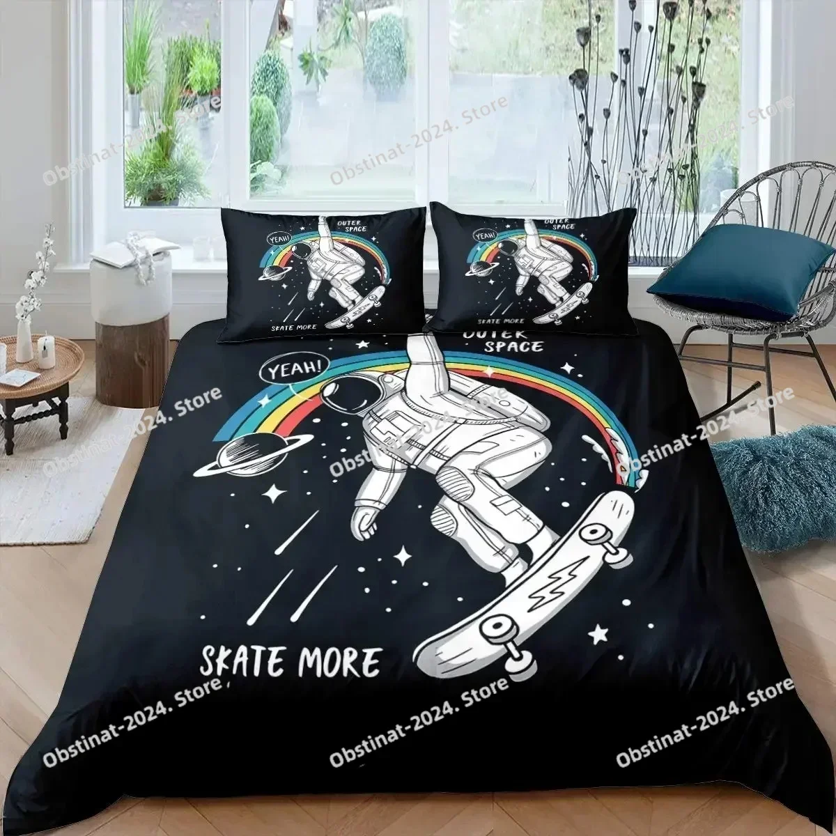 Skateboard Duvet Cover Boys Teens Sports Comforter Cover Microfiber Graffiti Art Twin Bedding Set Double Queen King Size