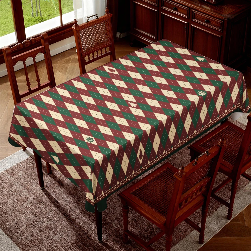 VIKAMA Country Style Beige Embroidered Birds Chevron Cotton Linen Dining Cover