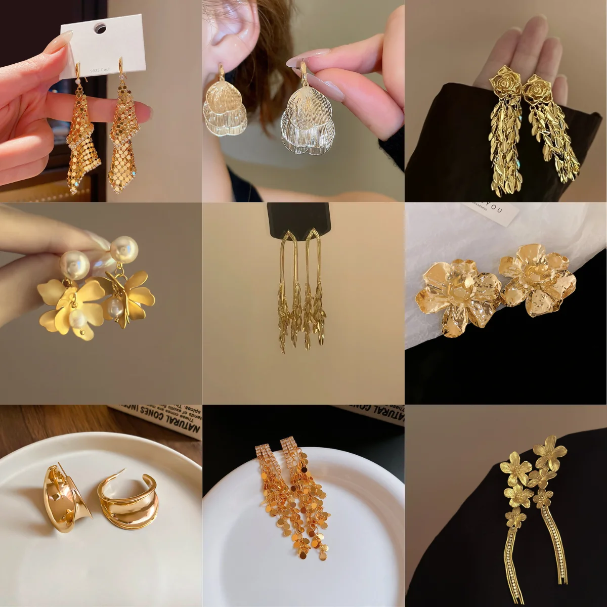 

Punk Style Long Tassels Rhinestones Metal Leaf Drop Earrings For Women Contracted Personality Jewelry Accessories Gifts