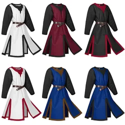 Mens Medieval Crusader Knights Templar Tunic Cosplay Costumes Renaissance Halloween Surcoat Warrior Black Plague Top