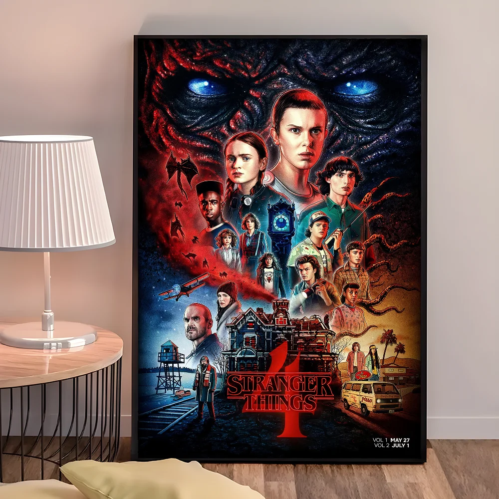 Stranger Things Movie  Poster Self-adhesive Art Waterproof Paper Sticker Coffee House Bar Room Wall Decor