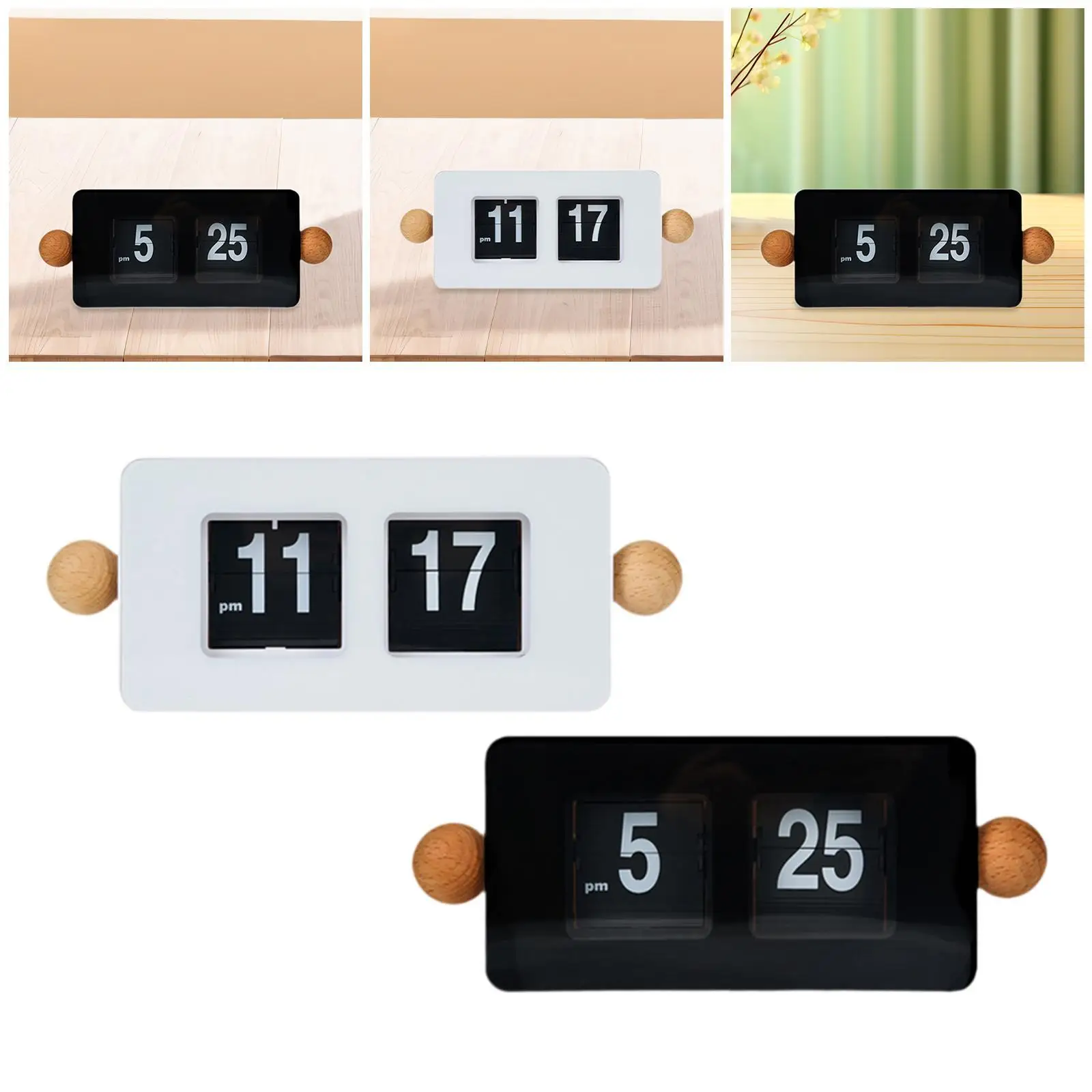 Auto Flip Table Clock Modern Artwork Ornament for Hotel Living Room Bedside