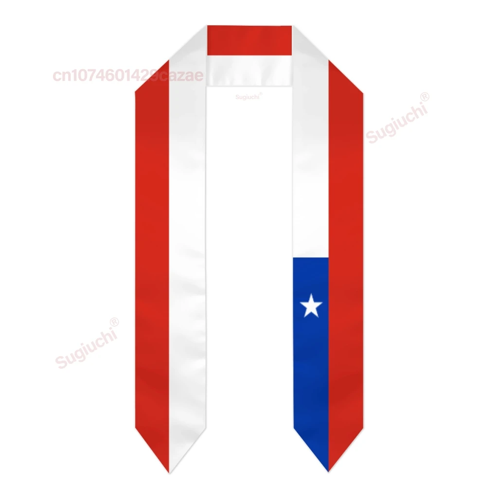 Chile Flag Thick Graduation Sash Stole Scarf Double Sided Honor Stole For Graduation Students Class Of 2025