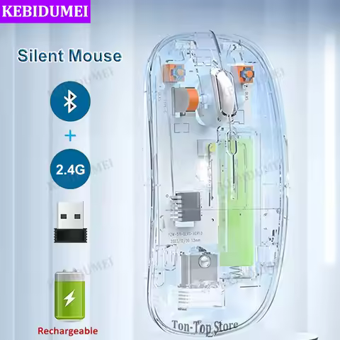 Bluetooth Mouse 2.4G Wireless Mouse Dual-Mode Transparent Mouse 1600 DPI Silent Mouse Rechargeable Mice for PC Laptop Macbook