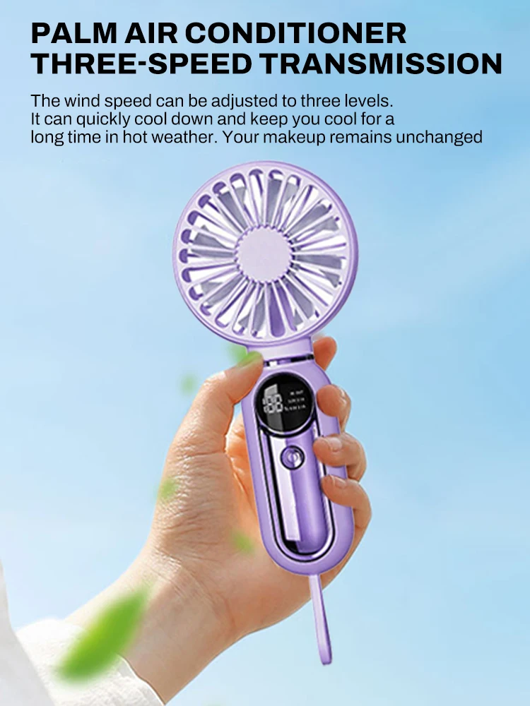 

High Quality Portable Handheld Fan 3 gear wind speed Mini Rechargeable 5000mAh Air Cooling Turbo Fan for Travel Outdoor