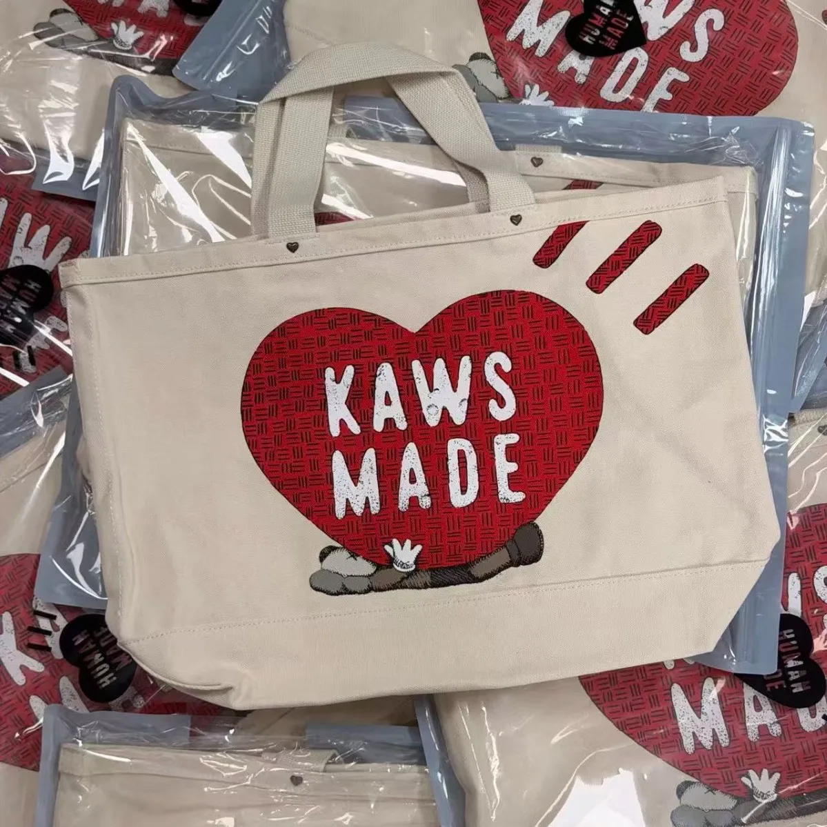 2026 Human Made KAWS Canvas Tote JOOPITER Exclusive Natural COMPANION Graphic Bag
