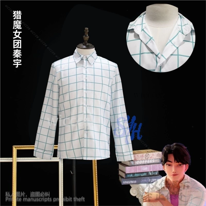 Anime Saja Boys Soda Pop Uniform Kpop Demon Cosplay Jinu Costume 코스프레Fashion Handsome Korea Idol Retro Plaid Long Sleeve Shirt