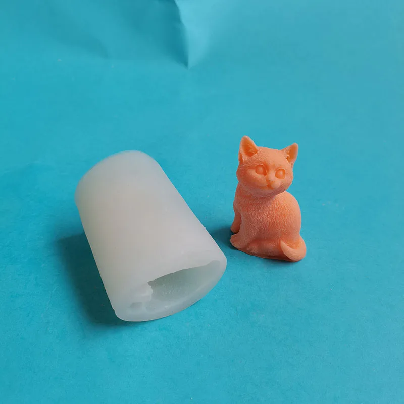 Cute Curly tail Cat Aromatherapy Gypsum Mold Animal Cat Drop Glue Fragrance Decoration Cat Aromatherapy Candle Silicone Mould