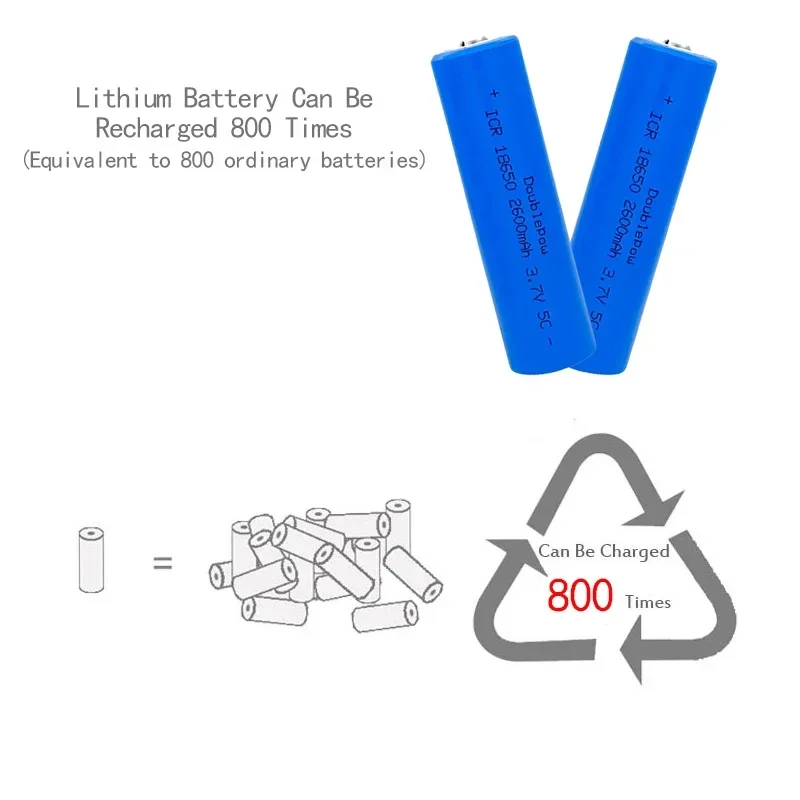 2600mah 18650 Rechargeable Battery With Charger 3.7V Li-ion Batteries For Electric Pointer Doorbell Flashlight Lithium Battery