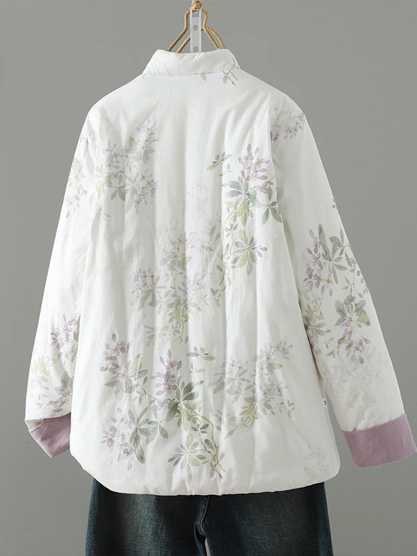 Ele Double-Sided Cotton Linen Women's Jaet Loose Fit Button Design Comfortable Warmth Chinese Sle Commute Lady Coat