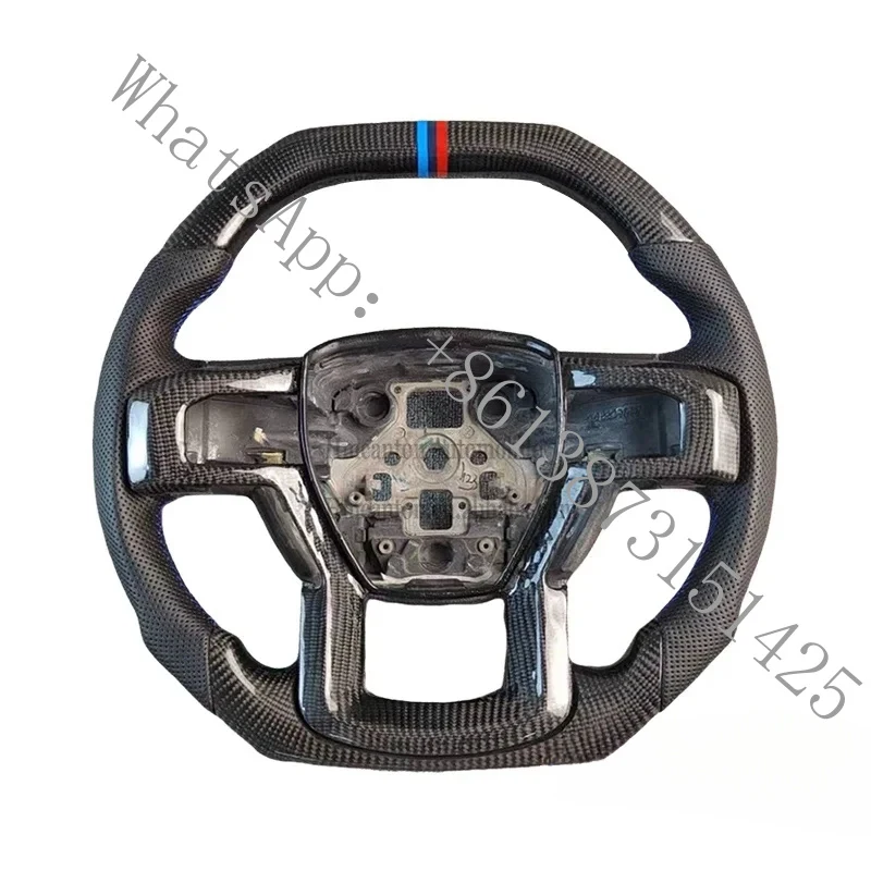 Suitable Factory Direct Sale, Perforated Leather Carbon Fiber Steering Wheel, Blue Steering Wheel Raptor F150 Car Steeri