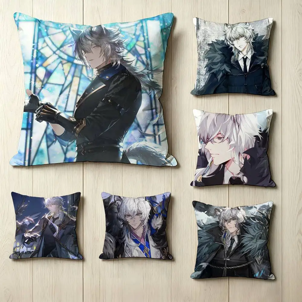 Anime-Style Game A-Arknights S-SilverAsh Square Double-Sided printed Pillow Case Bedroom Bedside Pillow Sofa Cushion Cover