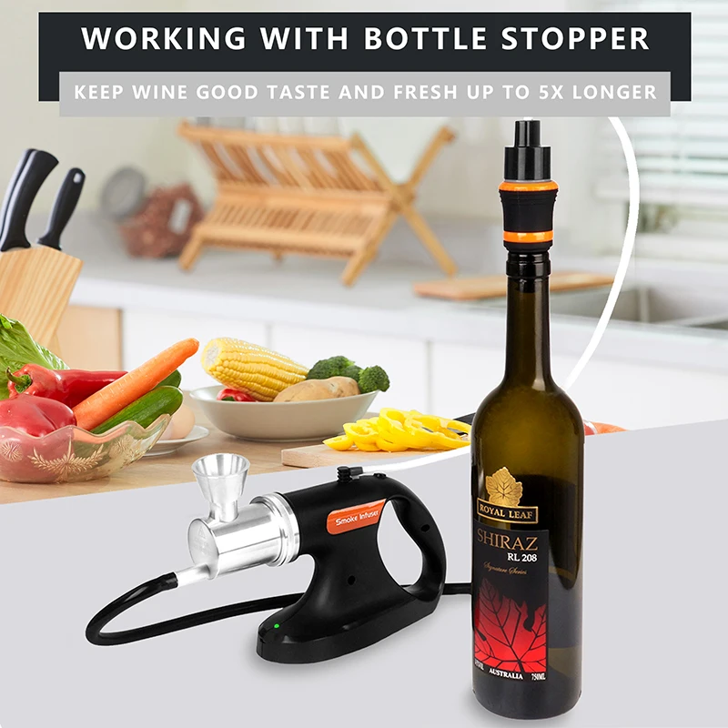 Portable Handheld Cold Smoking Gun with Vacuum Sealer Electric Food Drink Cocktail Smoker Woodchips Smoke Infuser Machine S268