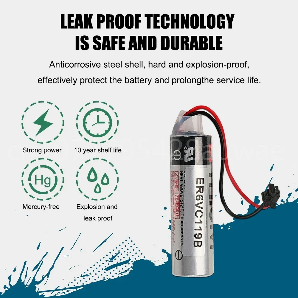 1PCS Original New ER6V ER6VC119B Battery Pack 3.6V 2000mAh PLC Industrial Lithium Batteries with Black Plugs Connectors