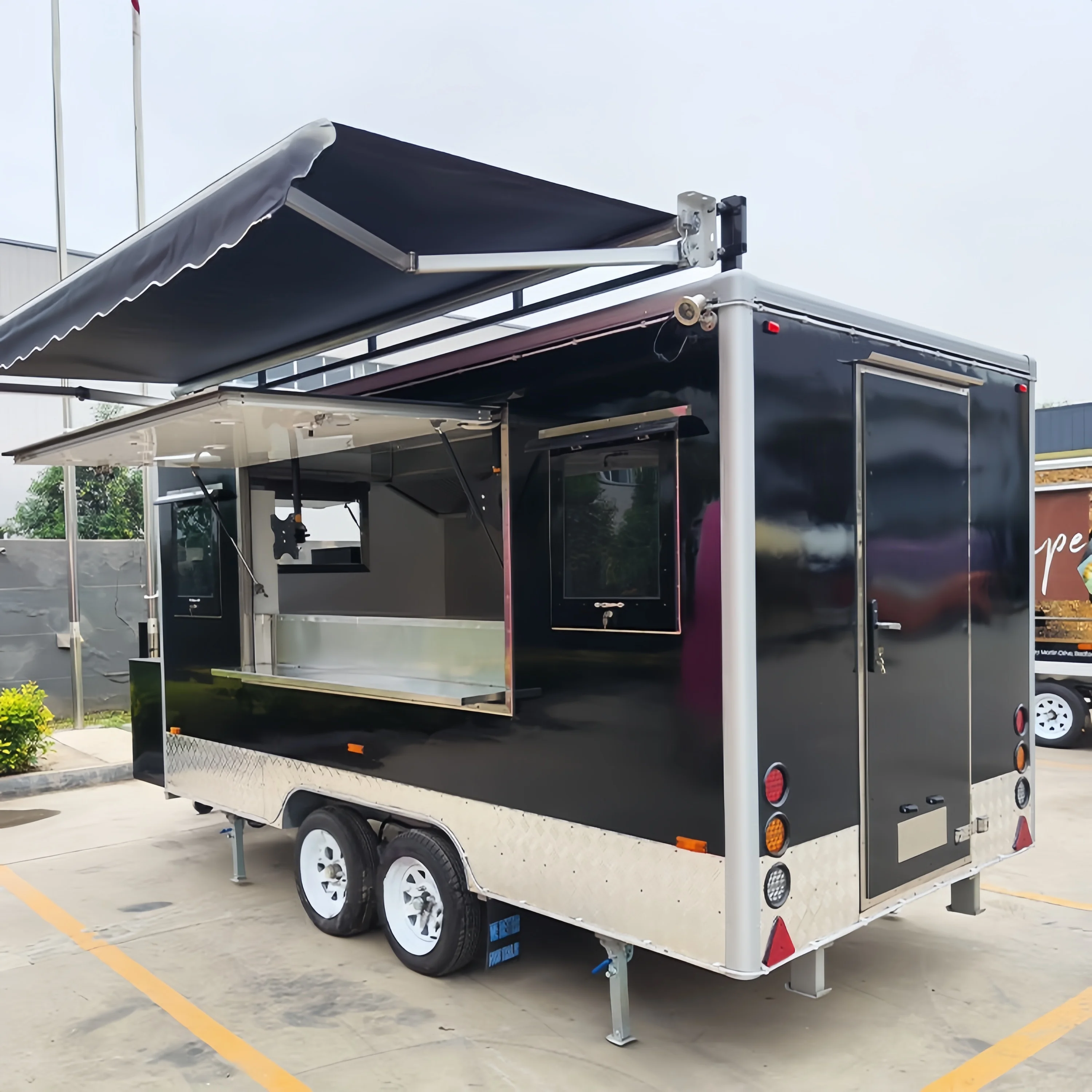 

Portable Outdoor Kitchen Food Truck Trailer Cart Mobile Snack Bar Ice Cream Truck Tent Caravan for Camping And Catering