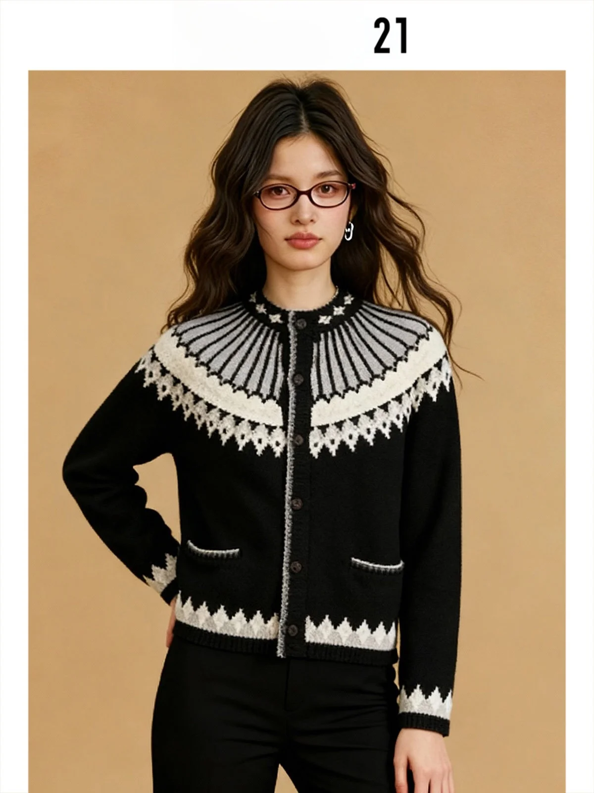 

Вязаный кардиган Forever 2 в стиле ретро с узором Fair Isle и цветочным принтом, осенне-зимняя новинка для женщин