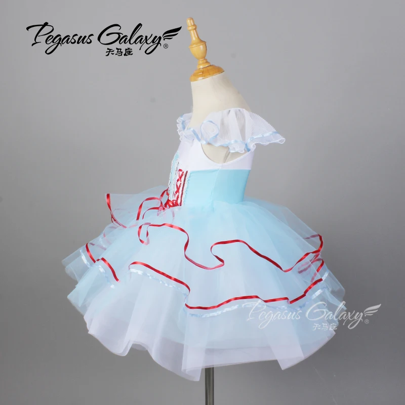 فستان رقص الباليه توتو فستان فتاة كعكة الشاش الأزرق فستان الأطفال الكبار مرحلة الأداء زي النساء الفتيات يظهر ملابس الرقص