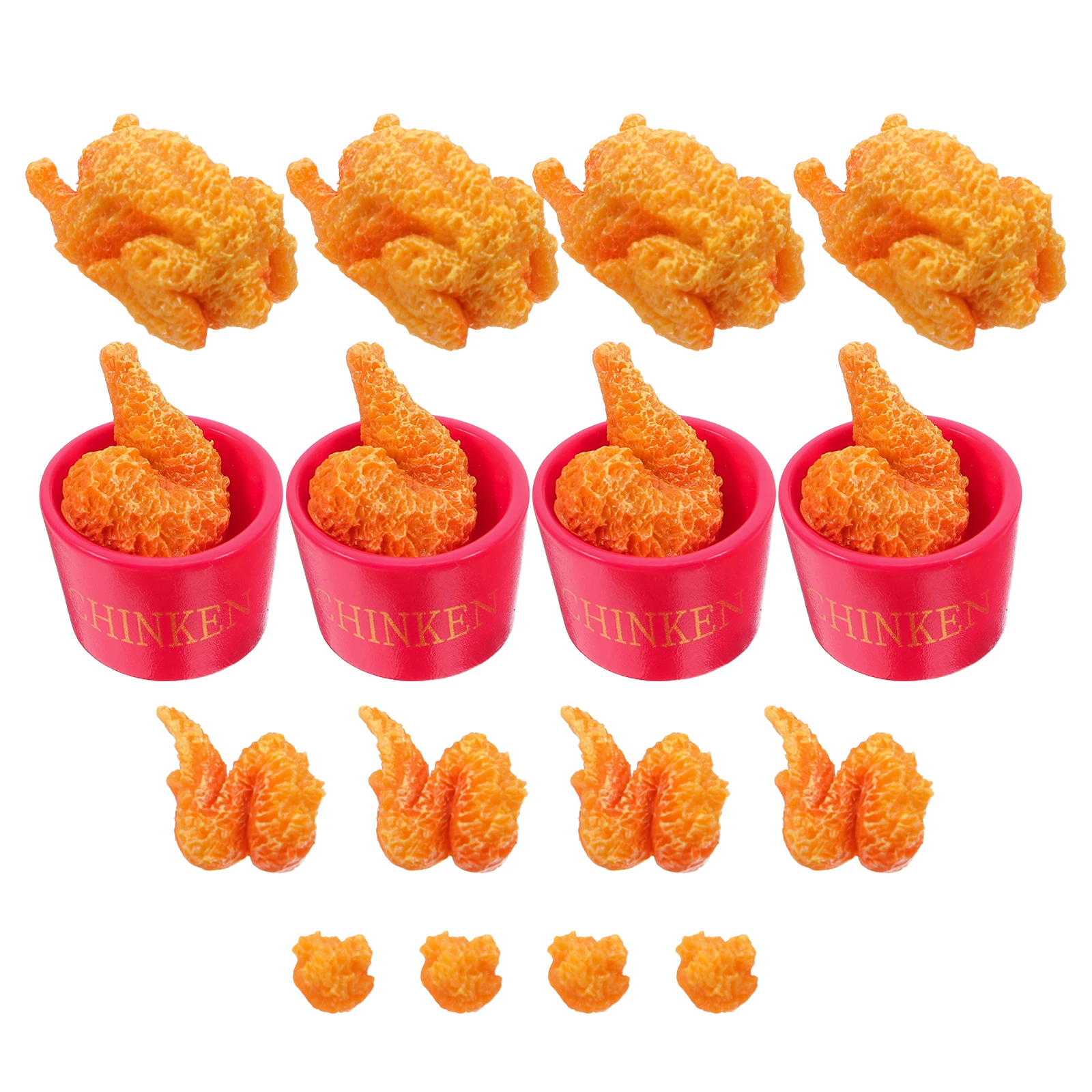 

1 set Simulated Chicken Wings Drumsticks Realistic Food Decor Artificial Resin Model Kids Play Kitchen Party Accessories