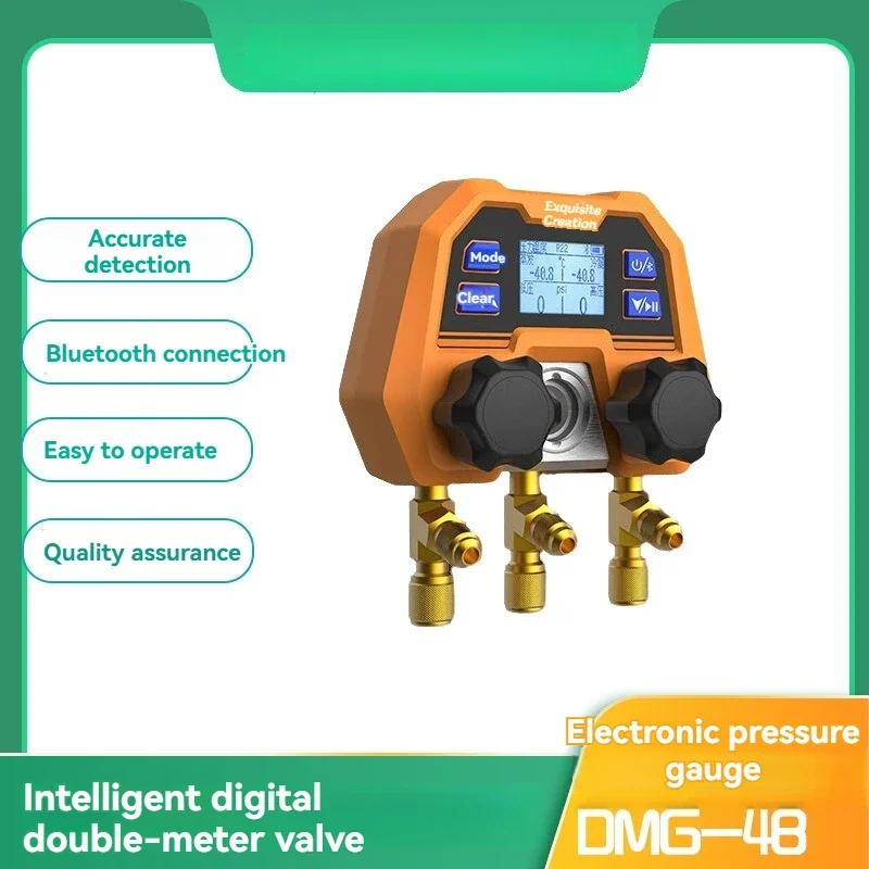 

Bluetooth Wireless App Digital Double Gauge Valve Electronic Digital Display Pressure Gauge Refrigerant Fluoride Meter Set Dmg4b