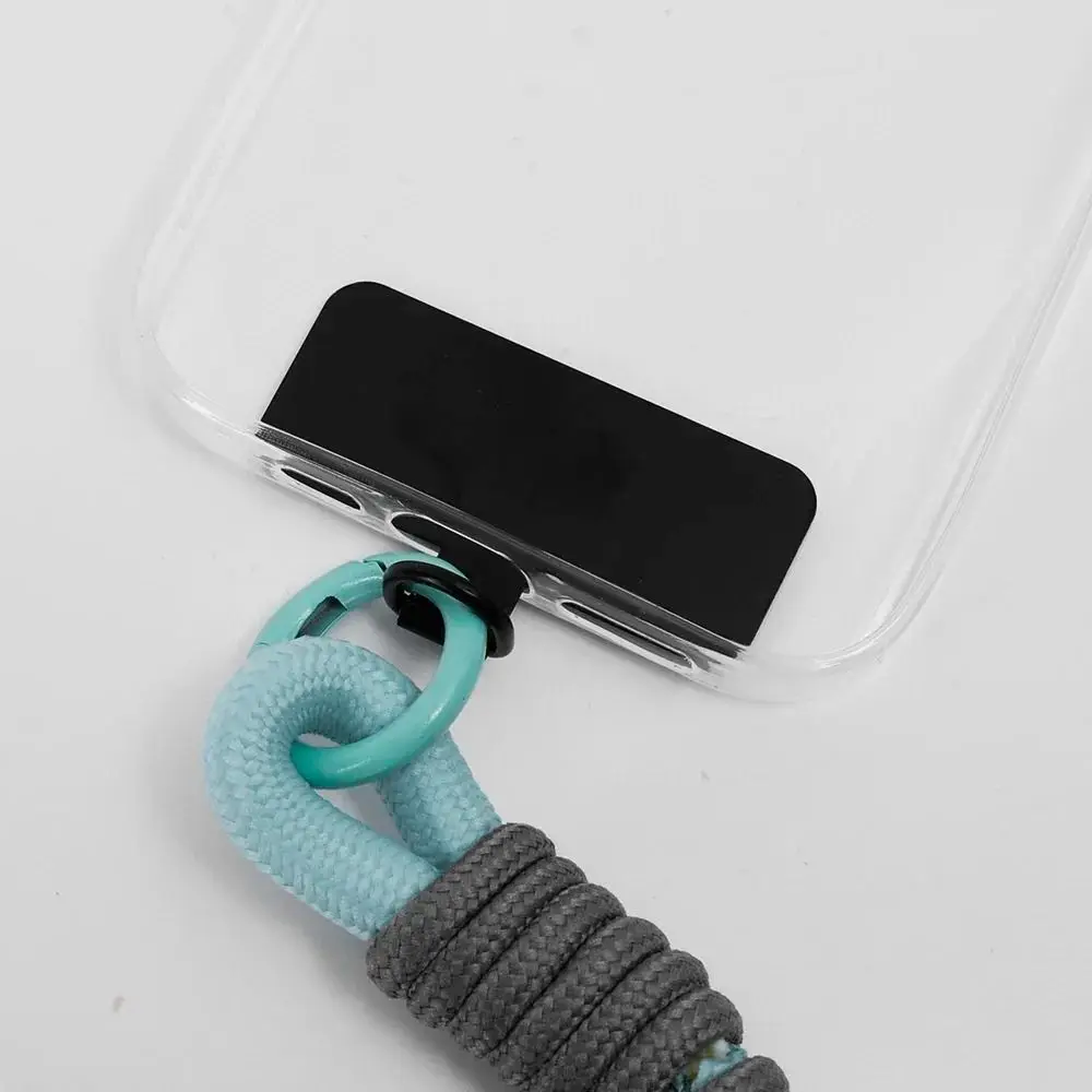 Liga de alumínio metal caso do telefone clipe cinta pendurar cabo guia pendurado peça remendo estilingue do telefone móvel corda cartão clipe 0.3mm universal