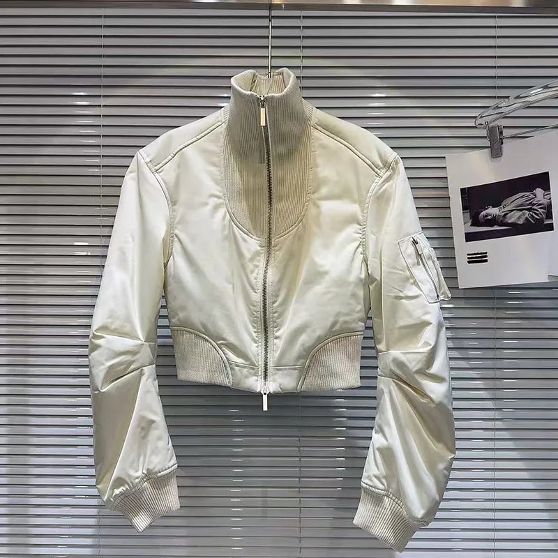 2026 New Black Ladies Short Baseball Jacket Korean Spring Casual White Jacket Top Female Cardigan Zipper Jackets Fashion