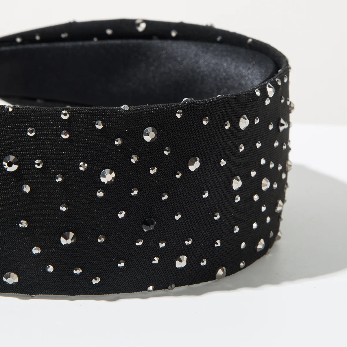 Starry Sky Raindrops Black Cloth Widen Hair Band Multi Shine Crystal Dot Dating Hair Accessories Polka Dots Zircon Hair Hoops view 6