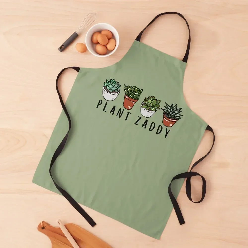 Plant Zaddy - black text Apron For Nail Stylist Restaurant Kitchens Woman Woman Kitchens Apron