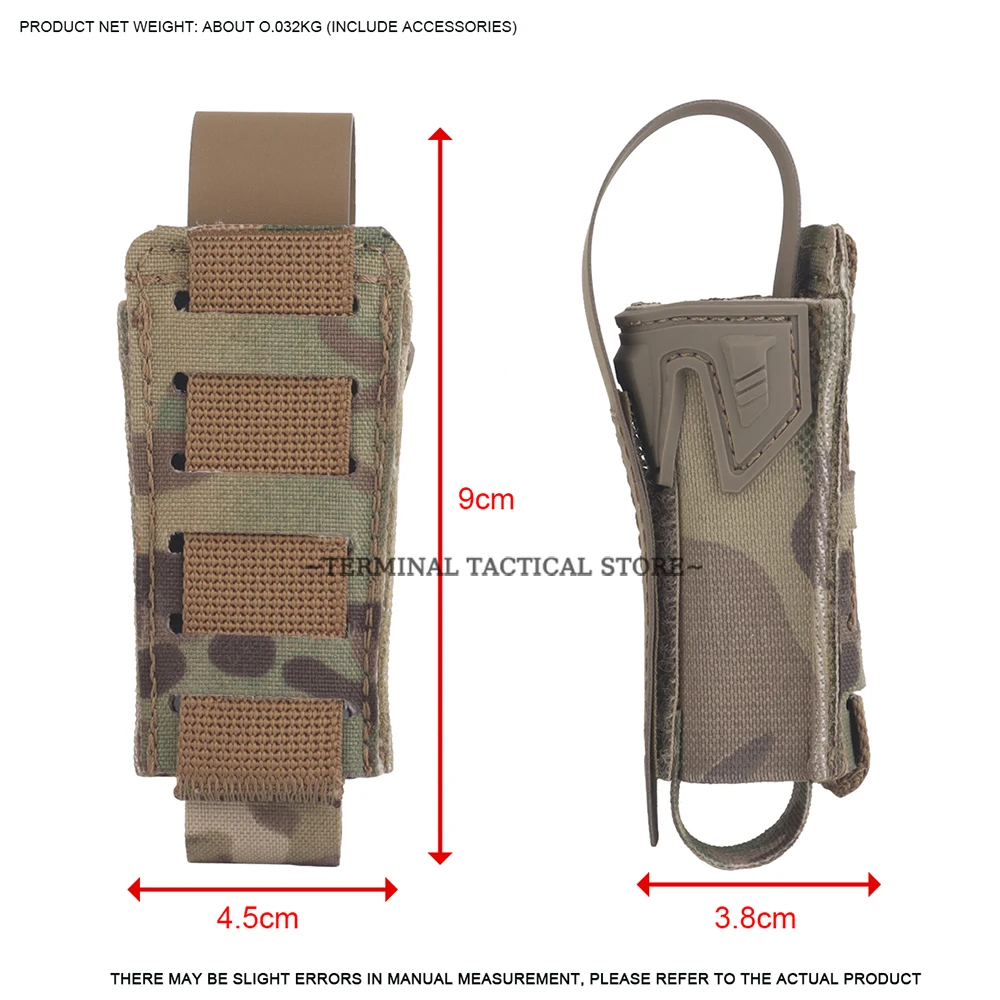 9mm K Type Single Magazine Pouch Elastic Mag Bag Airsoft Hunting Molle Mag Holster Knife Torch Laser Case with Protective Cover