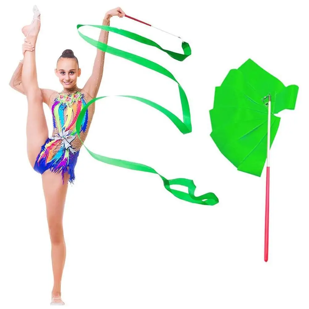 2M/4M Colorful Rythmic Gymnastics Ribbon Dance Ribbon Gymnastic Rhythmic Twirling Streamer Stick Art Training Rod Ballet R2M0