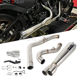 Club Style 2-into-1 Exhaust System Kit Middle Link Pipe Swept-up Muffler Pipes For Harley Street Bob FXBB FXBBS Softail FXST 18+