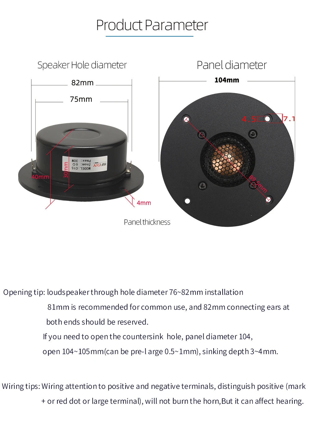 HIFIDIY LIVE hifi 4 inch  Tweeter Speaker Unit Beryllium copper film 6 OHM 30W  Aluminum panel Treble Loudspeaker C1-104S - Image 5
