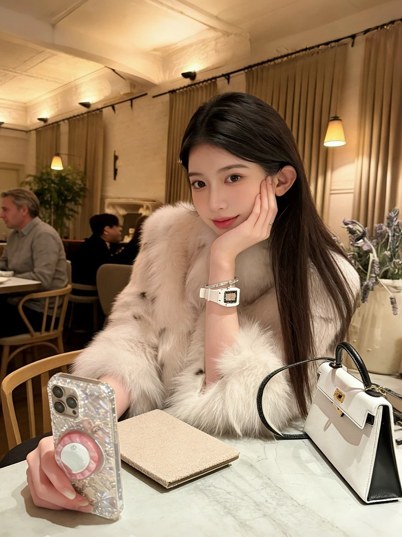 Giacca in Pelliccia Bianca Ispessita da Donna, Nuovo Stile Autunno Inverno, Elegante Cappotto in Pelle e Pelliccia Integrata, Caldo e Giovanile, Staccabile D...