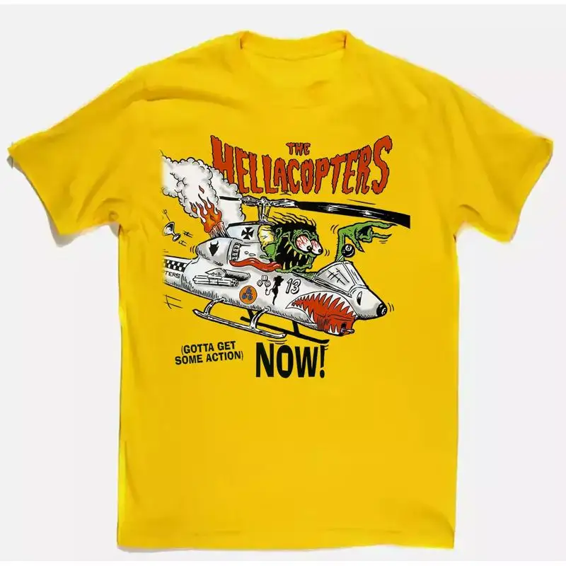 The Hellacopters Gotta Get Some Action Yellow T Shirt Full Size S 5XL