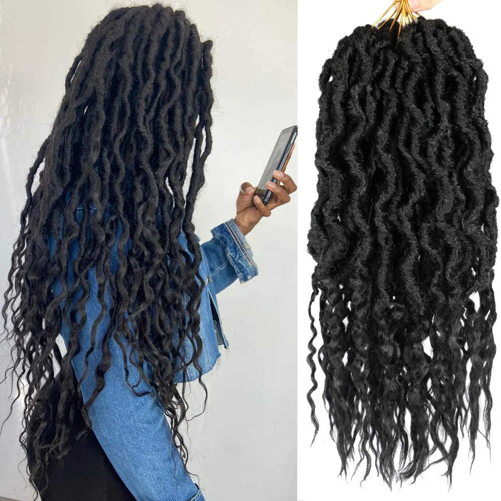 

Hair Nest Synthetic Goddess Faux Locs Crochet Braid Hair Bohemian Locs Synthetic Dreadlocks Ombre Braiding Hair Afro Dreadlock