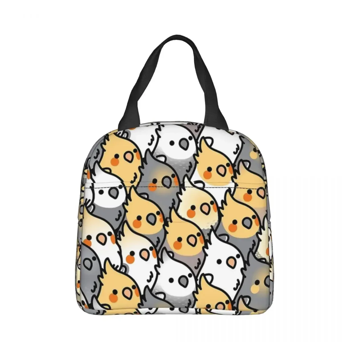 Chubby Cockatiel Party Cute Birds Insulated Lunch Bag Cooler Bag Reusable Portable Tote Lunch Box Food Storage Bags Work Travel