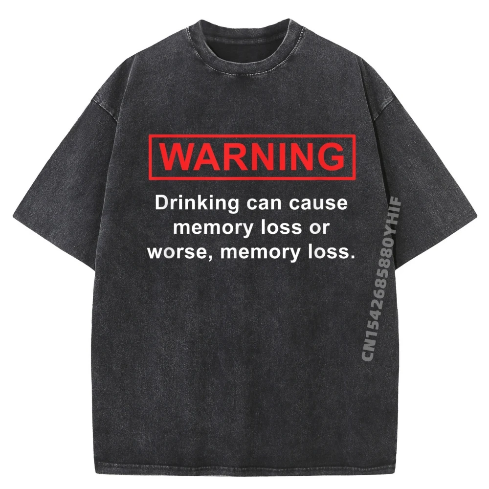 

Warning Party Drinking Men Graphic Tees Vintage T Shirts Mens Comfortable High Quality Washed Clothes