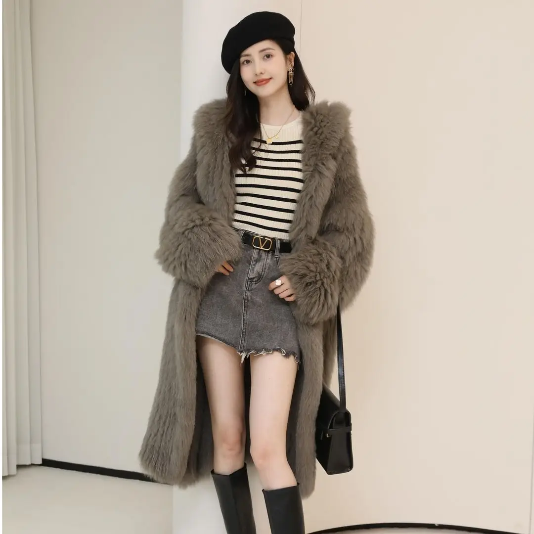 2024 Autumn New Age Reducing Thick Coat for Women Autumn/Winter Fashion Long Edition Eco-friendly Fox Fur Grass Coat for Women