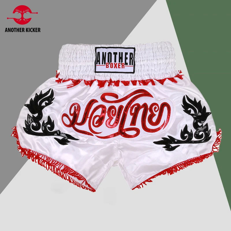 

Short Muay Thai Man Boxing Shorts Womens Child Embroidered Sanda Martial Arts Clothing Gym Cage Fight Kickboxing Training Pants