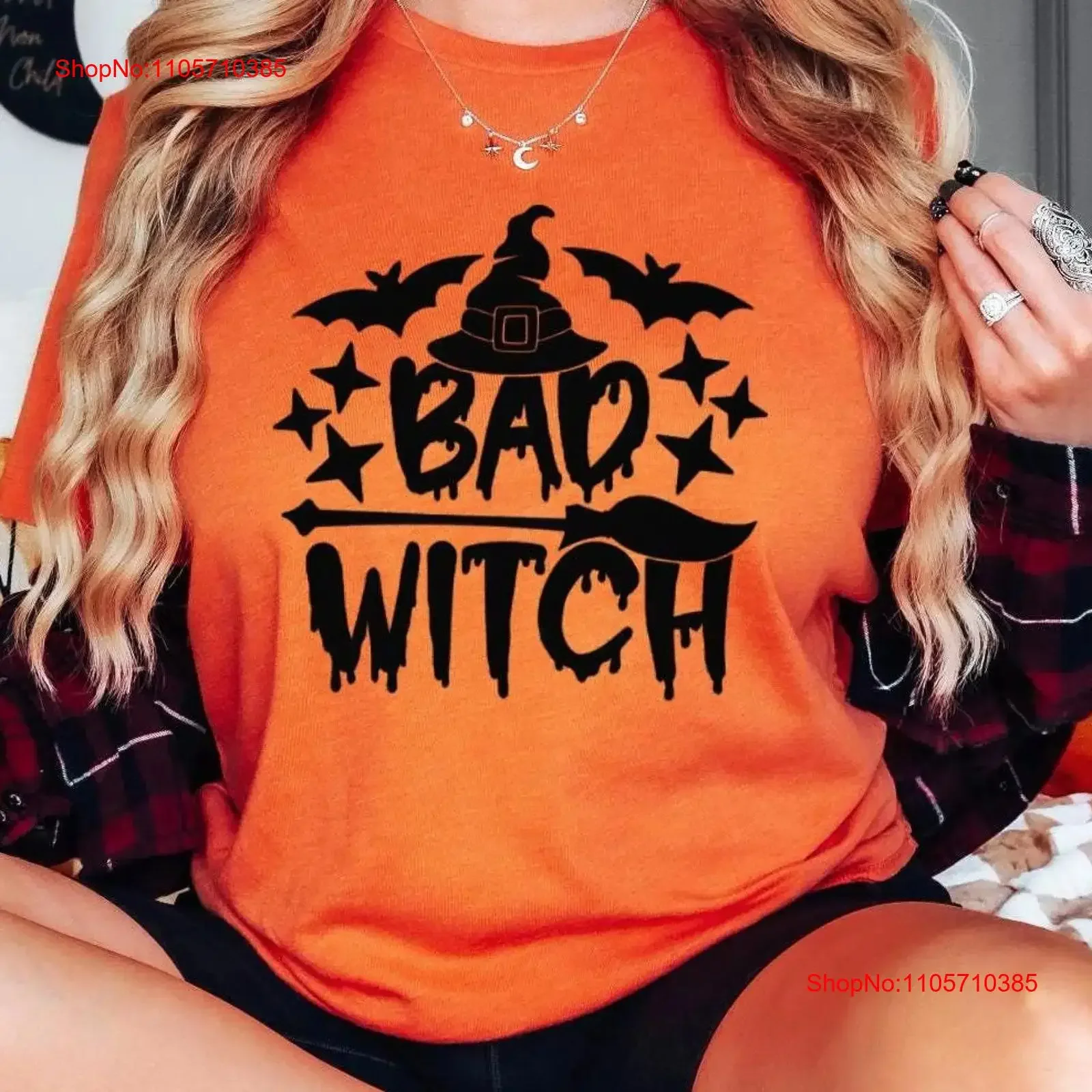 Bad Witch Halloween T Shirt funny offensive ghosT pumpkin spooky season vintage Washed Top For Everyday Wear designer clothes