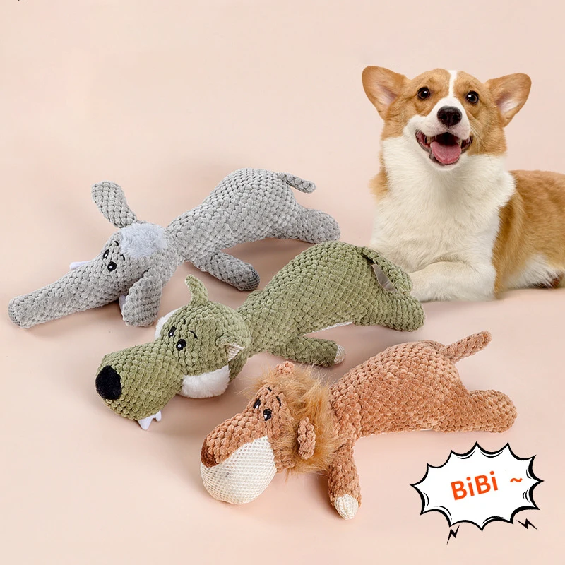 

Bite-Resistant Plush Dog Toys Squeaky Cute Animal Design Grinding Teeth Cleaning Washable Puppy Chewing Toy Tiny Toys for Dogs