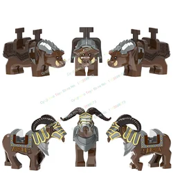 Lord Dwarf Mount Animal Boar Horned Sheep Armor Accessories Weapons Medieval Knight Figures Building Blocks Toys XH1535-1536