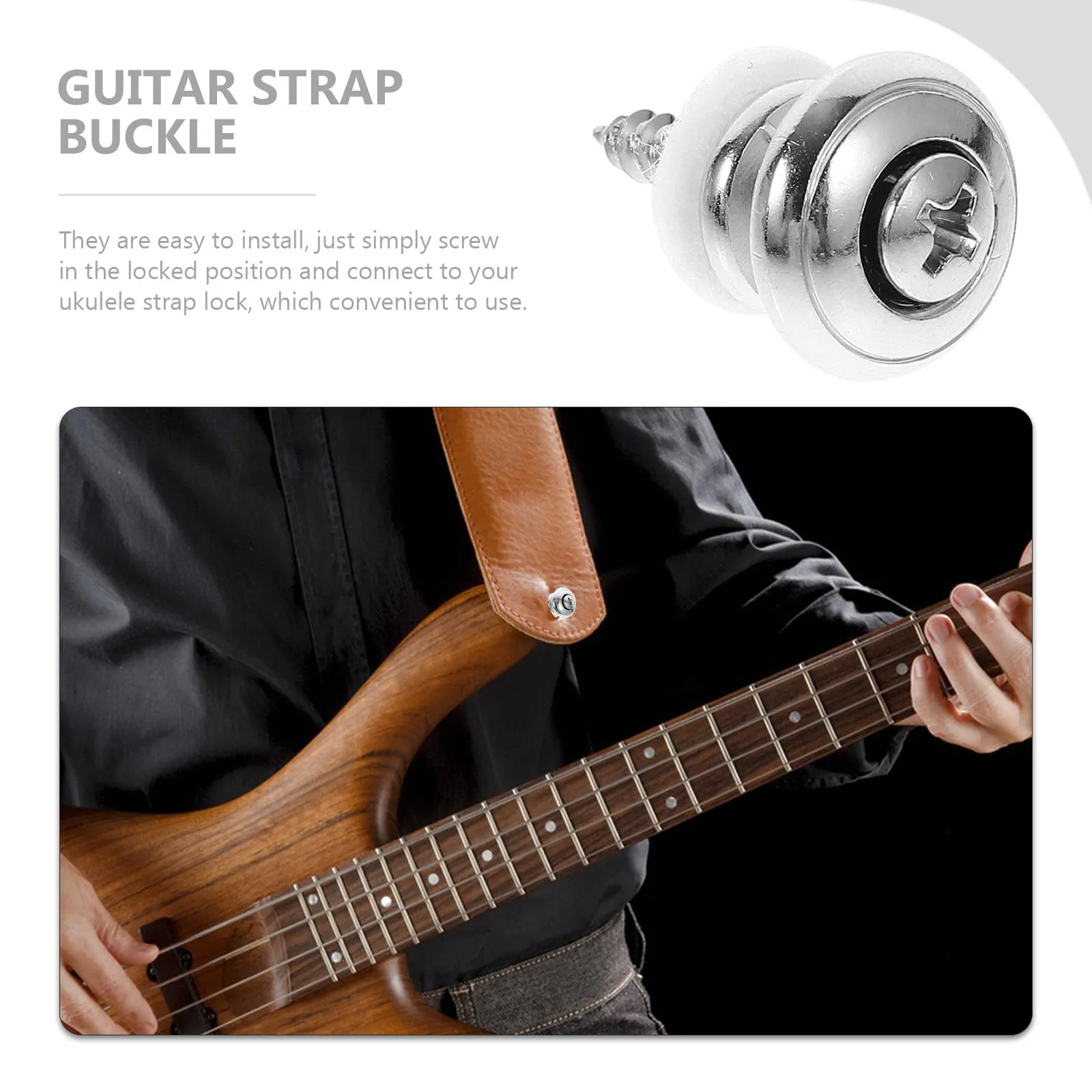 1Set Metal Guitar Strap Locks Anti-Rust Durable Replacement for Acoustic Guitar Electric Bass Ukulele Strap Button Retainer