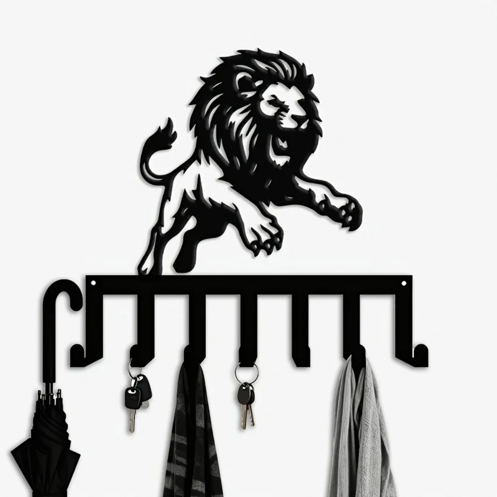 CIFBUY Modern Lion Iron Wall Art Metal Key Rack Decor for Home Entryway Hallway Bedroom Animal Theme Vintage Wall Decor