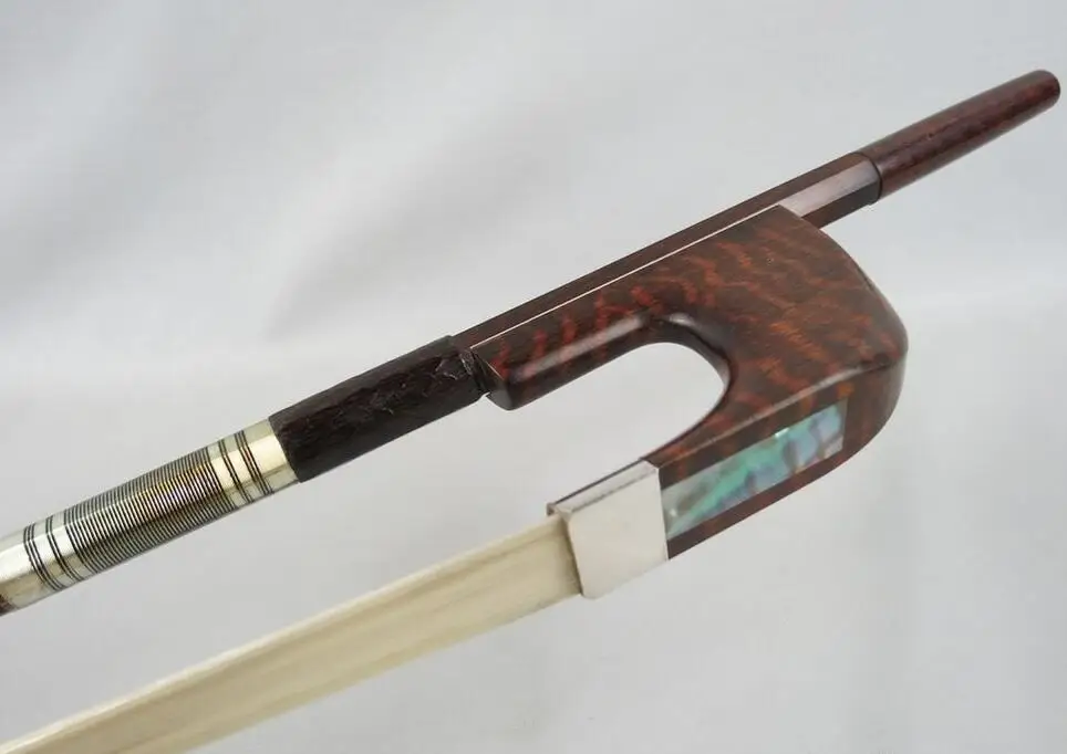 

Strong Germany style Baroque Snakewood 3/4 bass bow,silver mount