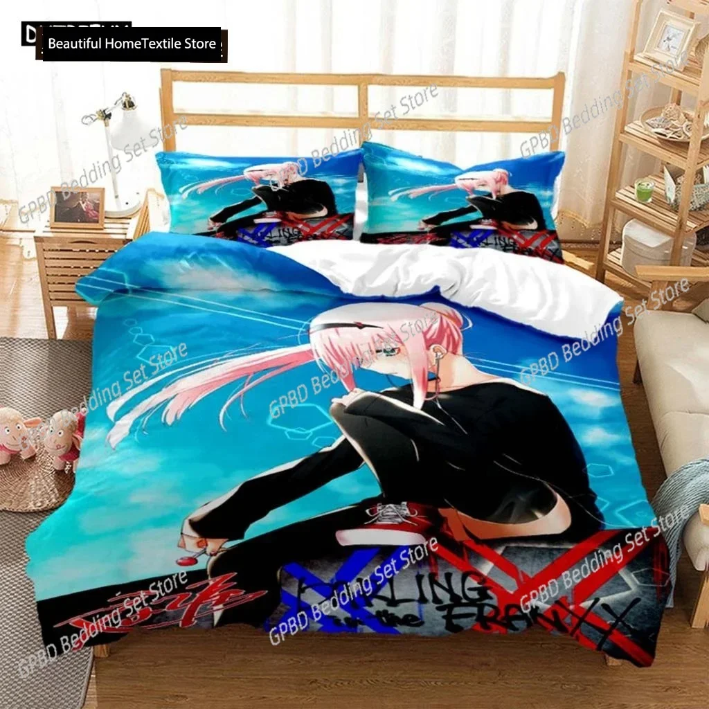 

HD Anime Zero Two Darling In Franxx 3D Printed Bedding Queen Bedding Set Soft And Comfortable Customized King Size Bedding Set