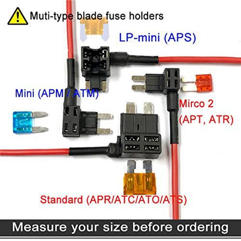 4 Types 12V Add-A-Circuit Adapter En Zekering Kit, Zekering Kraan Zekering Houder Met Micro2 Mini Atc Ats Low Profile Tap Dapter