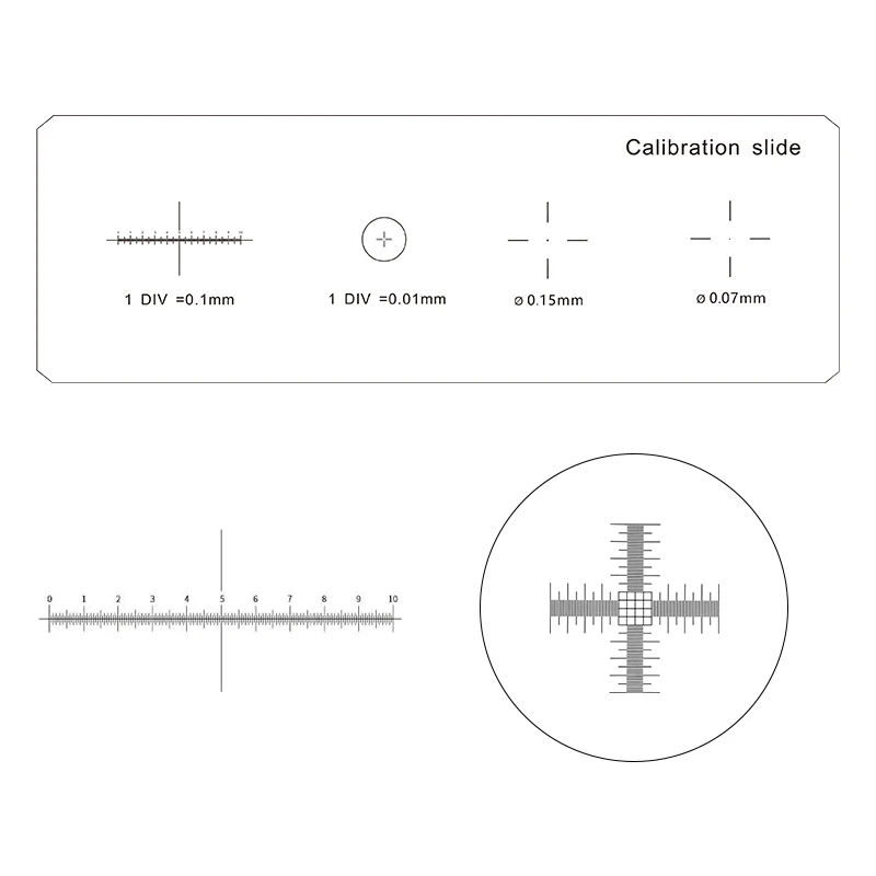 

Albenth 0.01mm/0.07mm/0.1mm/0.15mm Micrometer Crosshair Calibration Glass scale Ruler Microscope Stage Micrometer