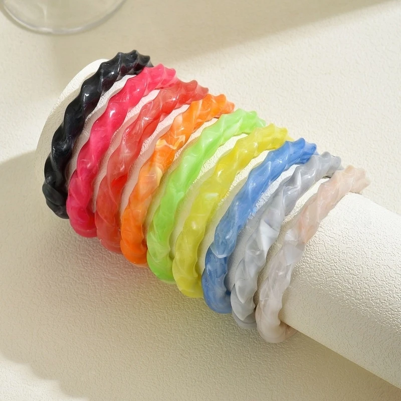 Vintage Acrylic Geometric Spiral Twist Wide Cuff Bangles for Women Resin Statement Charm Bracelet Bangle Jewelry Gifts
