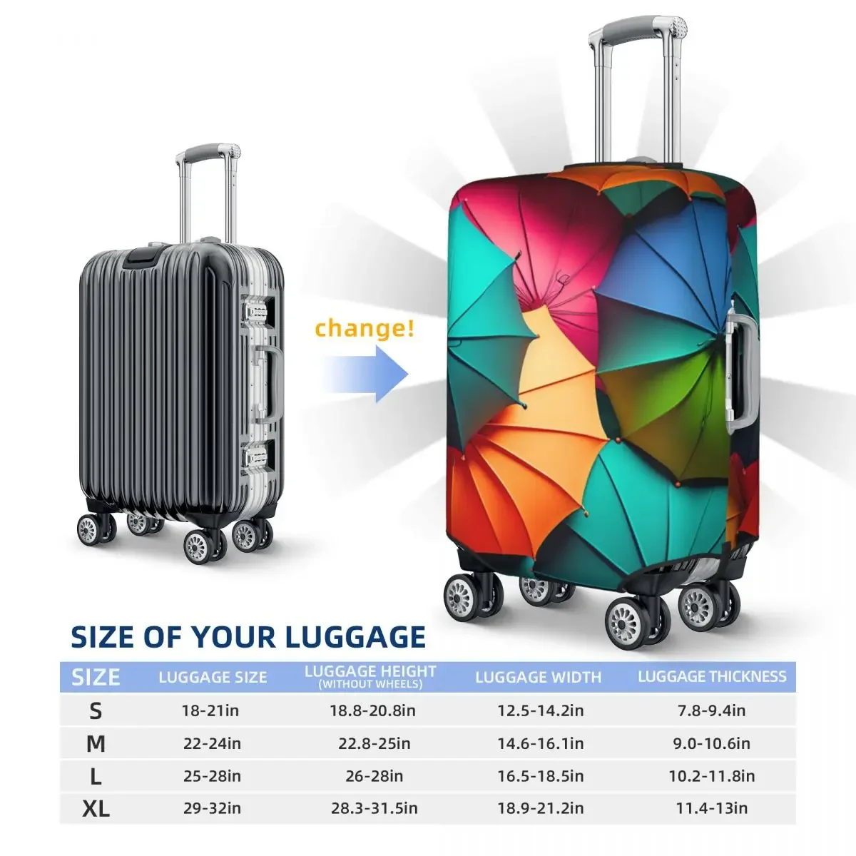 Colourful Umbrella Pattern Suitcase Cover 3d Design Business Protector Vacation Useful Luggage Supplies